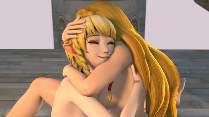 2girls 3d 3dhentaihero barefoot blonde_female blonde_hair breasts breath_of_the_wild completely_nude_female feet female female_focus female_only hyrule_warriors lesbian_sex linkle nude nude_female princess_zelda pussy_on_pussy scissoring the_legend_of_zelda toes tribadism yuri zelda_(breath_of_the_wild)