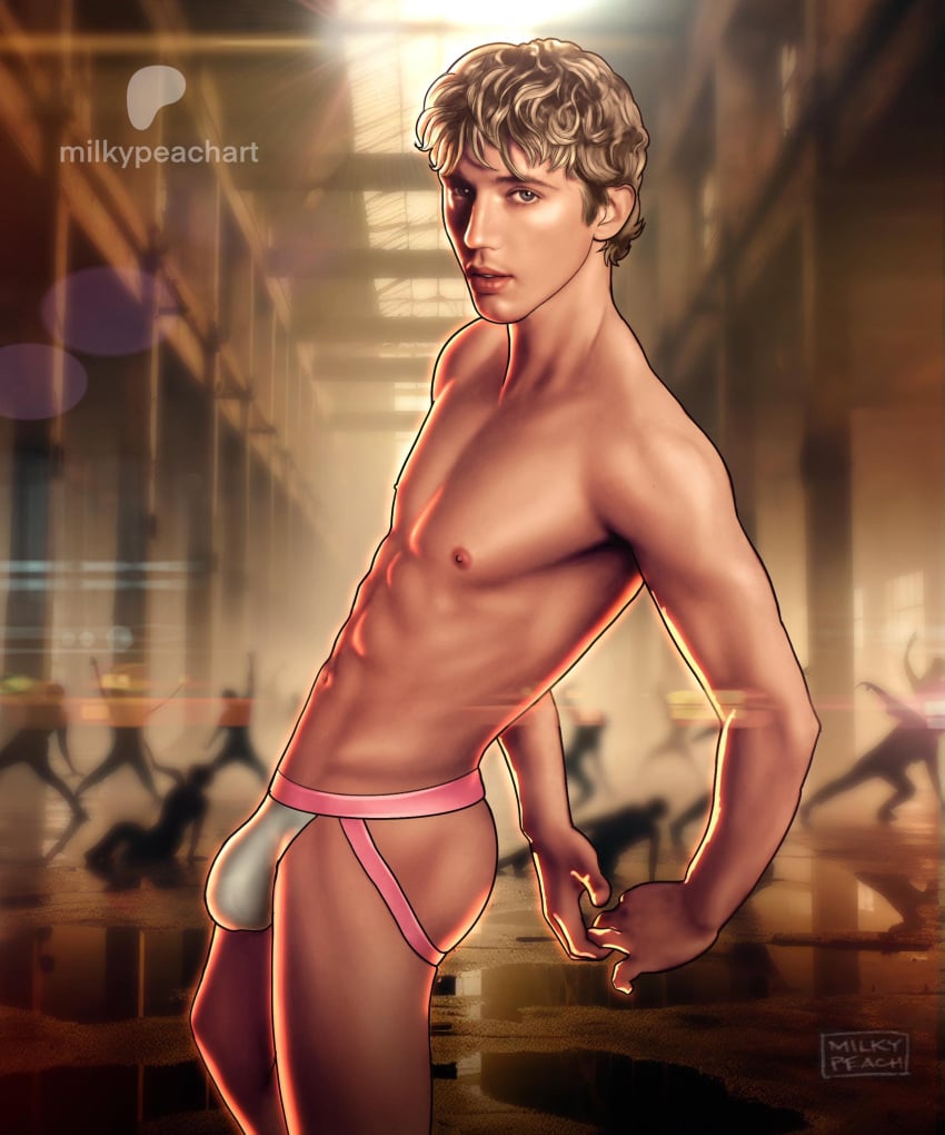 blonde_hair bulge caucasian caucasian_male celebrity jockstrap jockstrap_only looking_at_viewer male male_only milkypeach232 muscular_male musician real_person shirtless_male troye_sivan twink underwear underwear_only