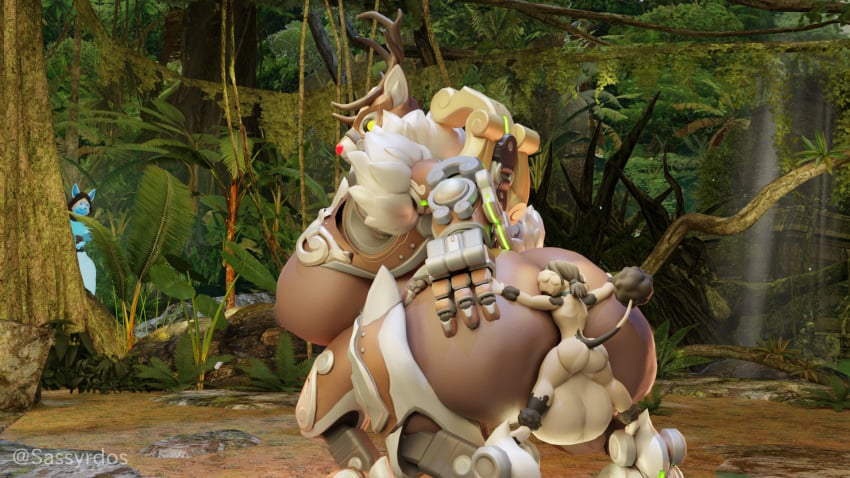 3d 3d_(artwork) 3d_render ass ass_focus ass_on_face facesitting furry furry_only hyper hyper_balls kiriko_(overwatch)_(cosplay) kitsune_(overwatch) original_character orisa overwatch overwatch_2 questwatch reindeer_orisa_(overwatch) rogue_kiriko size_difference temple_of_sins voyeur voyeurism winter_wonderland_series