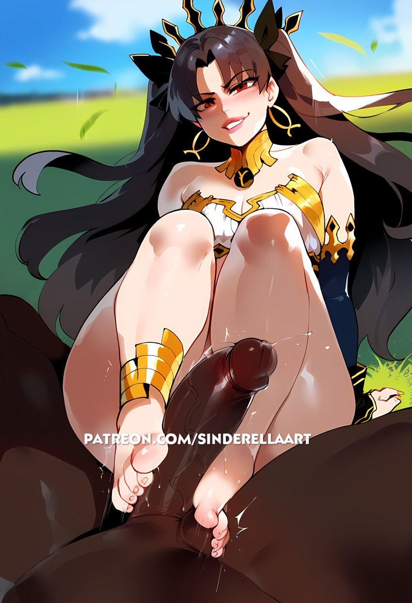 1boy 1girls ai_generated ass breasts cock dark-skinned_male fate/grand_order fate_(series) feet foot_fetish footjob huge_ass huge_breasts huge_cock interracial ishtar_(fate) large_ass large_breasts large_penis light-skinned_female male_pov penis sinderellaart straight uncensored