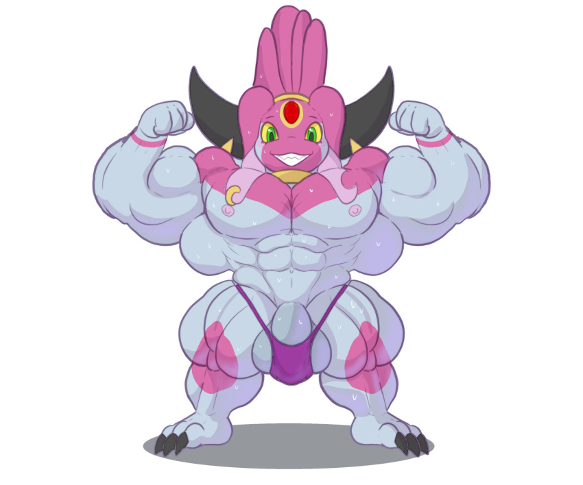 4_fingers abs balls big_balls big_muscles big_penis carou_(vezerem) clothing fakemon fingers fusion generation_4_pokemon generation_6_pokemon genitals grey_body hi_res hoopa hoopa_(confined) horn huge_cock huge_muscles humanoid hyper hyper_muscles legendary_pokemon looking_at_viewer male mesprit muscular muscular_male nintendo nipples pecs penis pokemon pokemon_(species) pokemon_fusion short_stack simple_background smile solo vezerem yellow_eyes