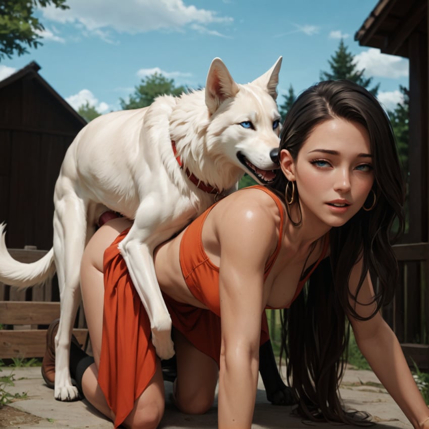 ai_generated canine cum_in_pussy cum_inside cumdrip doggy_style dominant_feral enjoying female_on_feral female_penetrated happy_sex interspecies interspecies_sex long_hair looking_pleasured mounting perfect_body photorealistic sex sinkrozz submissive_female vaginal_penetration vaginal_sex zoophilia