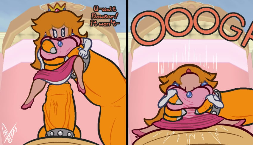 bowser cock_ring female impossible_fit male/female mario_(series) minigirl paper_mario paper_peach princess_peach sex supermoonshroom vaginal_penetration