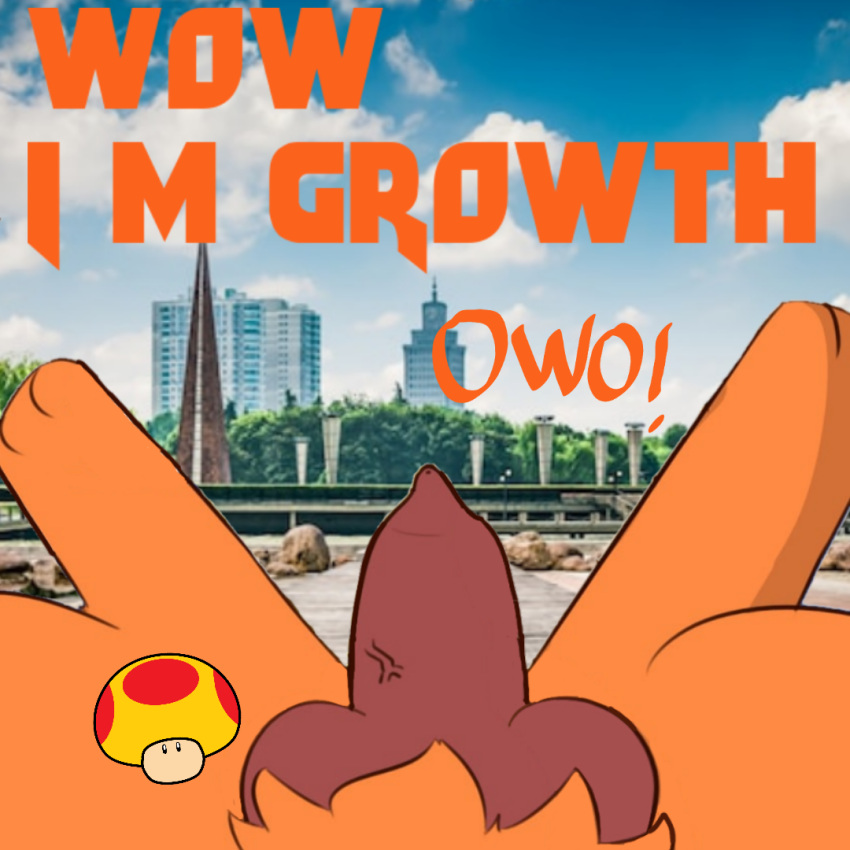 city_background edited eeveelution english_text extreme_size_difference flareon generation_1_pokemon giant_male giant_penis growth gtseeveeuwu leafeon55555_(artist) macro male mega_mushroom owo penis pokemon pokemon_(species)