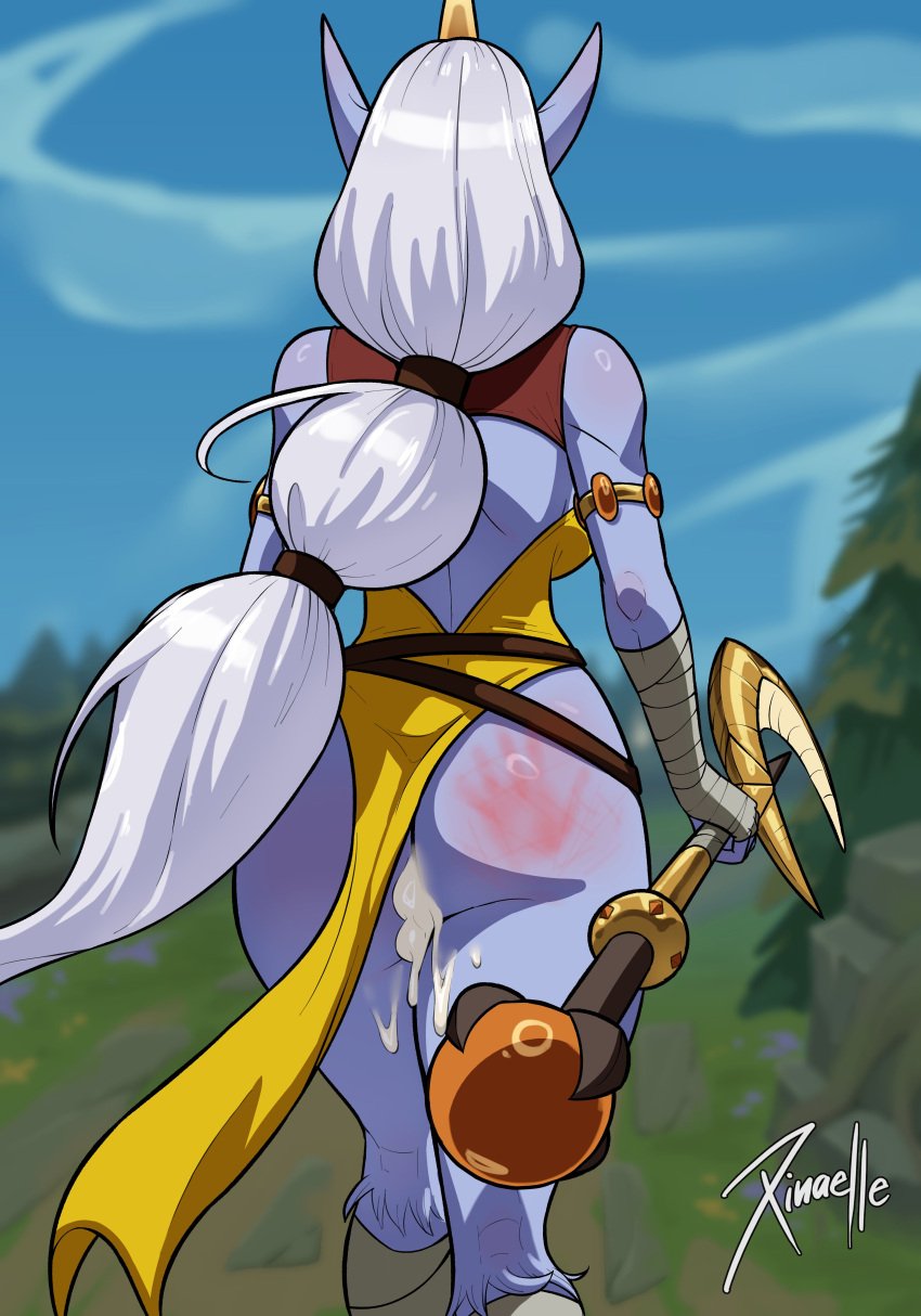 after_sex ass back_view cum cum_in_ass cum_in_pussy cum_inside elf_ears league_of_legends league_of_legends:_wild_rift legs soraka source_request spank_marks spanking_ass thick thick_ass thick_thighs thighs white_hair xinaelle