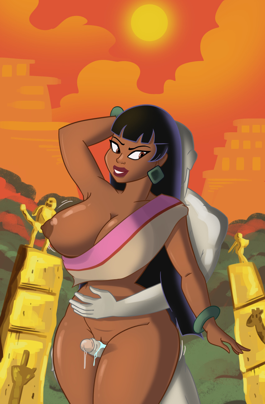 1boy 1girls big_ass big_breasts big_penis black_hair bodily_fluids bodily_fluids_in_pussy brown_skin chel chel_(the_road_to_el_dorado) cum dark-skinned_female dark_skin dark_skinned_female dreamworks earring female large_ass large_breasts large_penis latina male native native_american native_latina nude nude_female partially_clothed penis public public_sex the_road_to_el_dorado thick_thighs thigh_sex tiltedgiraffe