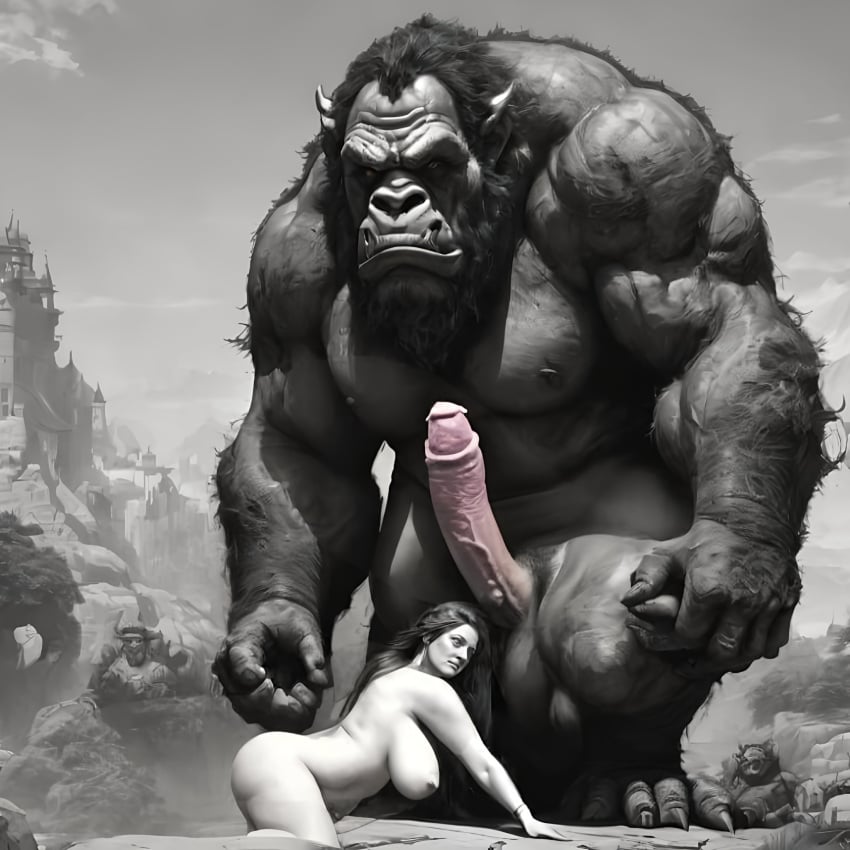 ai_generated alphacock areola areolae aroused breasts busty captured caught cocksleeve defeated female forced giant giant_penis huge_breasts interspecies massive_breasts monster monster_cock nipples nude nude_female original_character ready_to_fuck uncensored