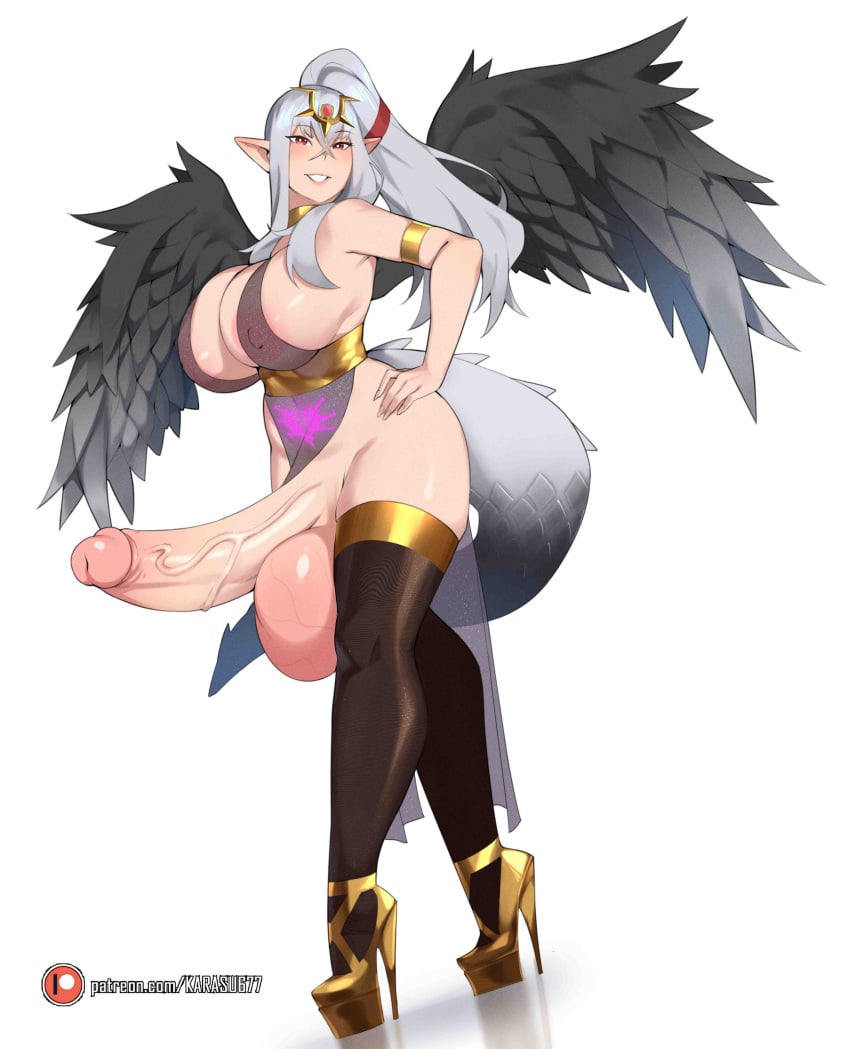 1futa balls big_breasts big_penis bottomless breasts busty clothed clothing elf_ears erect_penis erection feathers fire_emblem futa_only futanari grima_(fire_emblem) hand_on_hip hard_on heels high_heel_boots high_heels huge_balls huge_breasts huge_cock humanoid humanoid_penis karasuart07 knife_ears large_breasts large_penis light-skinned_futanari light_skin long_penis mostly_clothed oc partially_clothed penis pointy_ears smooth_balls solo standing tail thigh_highs tiki_(adult)_(fire_emblem) tiki_(fire_emblem) very_high_heels wings