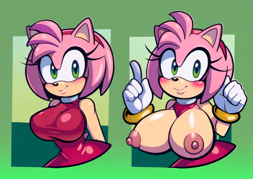 1girls accurate_art_style ai_assisted ai_generated alternate_breast_size amy_rose before_and_after big_breasts blush breasts breasts_out casual_exposure casual_nudity cleavage dress edit edited excited exposed_breasts exposed_pussy eyelashes female female_focus female_only flashing flashing_breasts fully_clothed fully_clothed_female furry gloves gold_jewelry green_eyes hairband happy inviting inviting_to_sex mugnosurge multiple_views naked nude pink_fur pink_hair shirt_pull showing_breasts showing_off soft_breasts soft_lips solo sonic_(series) sonic_the_hedgehog_(series) stripping tight_clothing tight_fit variant wide_hips