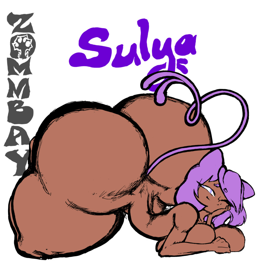 1girls artist_logo artist_name ass ass_focus big_ass big_breasts bottom_heavy breasts cat_ears cat_tail catgirl commission dark_skin edensoasis21 huge_ass looking_at_viewer massive_ass purple_hair short_hair sulya tagme tail tan_skin thick_thighs tiny_waist zommbay