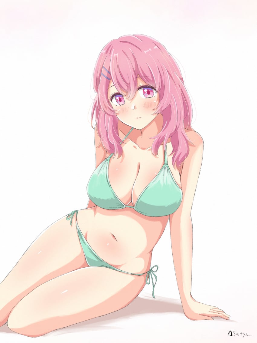 1girls arm_behind_back arm_support bare_arms bare_belly bare_chest bare_hands bare_hips bare_knees bare_legs bare_midriff bare_navel bare_shoulders bare_skin bare_thighs bare_torso belly belly_button bikini bikini_bottom bikini_only bikini_top blush blush_lines blushing_at_viewer blushing_female breasts busty cleavage collarbone covered_areola covered_areolae covered_crotch covered_nipples covered_pussy covered_vagina curvy curvy_body curvy_female curvy_figure curvy_hips dot_nose embarrassed embarrassed_female embarrassed_nude_female exposed exposed_arms exposed_belly exposed_legs exposed_midriff exposed_shoulders exposed_thighs exposed_torso eyebrows_visible_through_hair female female_focus female_only fingers green_bikini green_bikini_bottom green_bikini_top green_string_bikini green_swimsuit green_swimwear groin hair_between_eyes hairpin half_naked hand_behind_back hand_on_floor hand_on_ground high_resolution high_school_student highres hourglass_figure knees knees_together kotobuki_minami large_breasts legs legs_together light-skinned_female light_skin long_hair looking_at_viewer naked naked_female naked_woman navel nude nude_female oshi_no_ko pink_eyebrows pink_eyes pink_eyes_female pink_hair pink_hair_female pink_pupils satya school_girl shoulders side-tie_bikini simple_background sitting slender_body slender_waist slim_girl slim_waist solo string_bikini swimsuit swimwear teen_girl teenage_girl teenager thick_thighs thighs thin_waist upper_body v-line white_background wide_hips