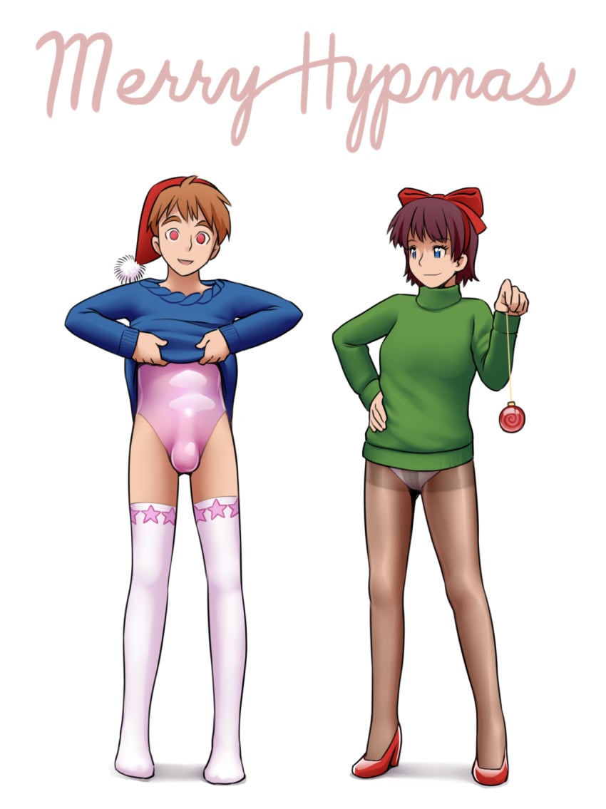 1boy 1hypno balls blue_eyes brown_hair bulge clothes empty_eyes female femdom hair happy_trance hat headgear high_heels male malesub mind_control no_link open_mouth panties pantyhose pendulum penis red_eyes shirt shirt_lift short_hair sleepymaid