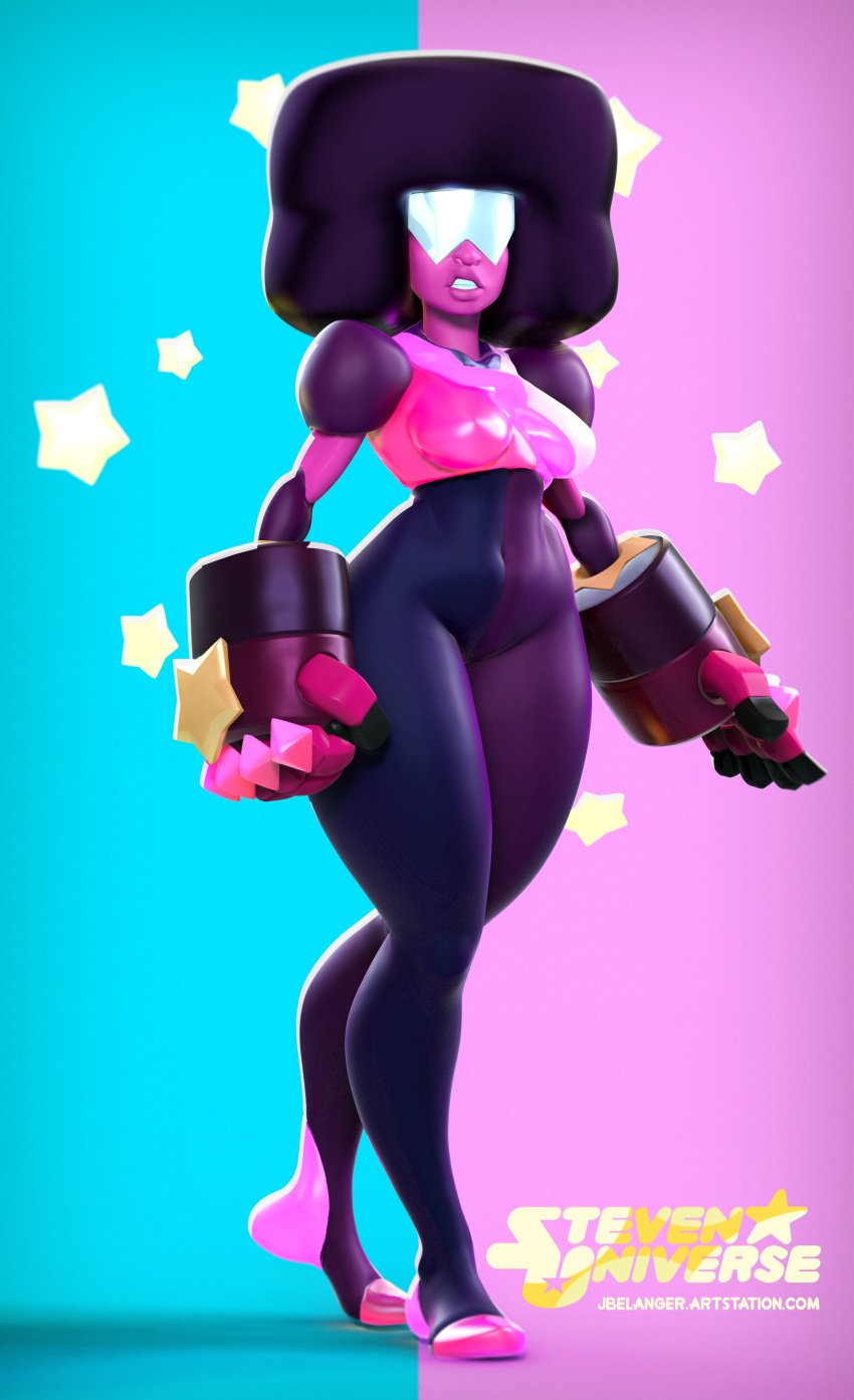 afro alien_girl artist_request big_thighs black_female breasts cartoon_network curvy female female_only garnet_(steven_universe) gem_(species) solo solo_female tagme tight_clothing