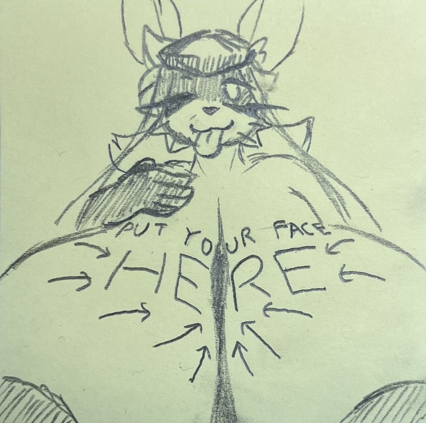 big_breasts black_and_white body_writing eeveelution female female_focus fur furry glaceon huge_breasts hyper_breasts lime09 looking_at_viewer massive_breasts pencil_(artwork) pokemon sketch solo tongue_out wink winking_at_viewer