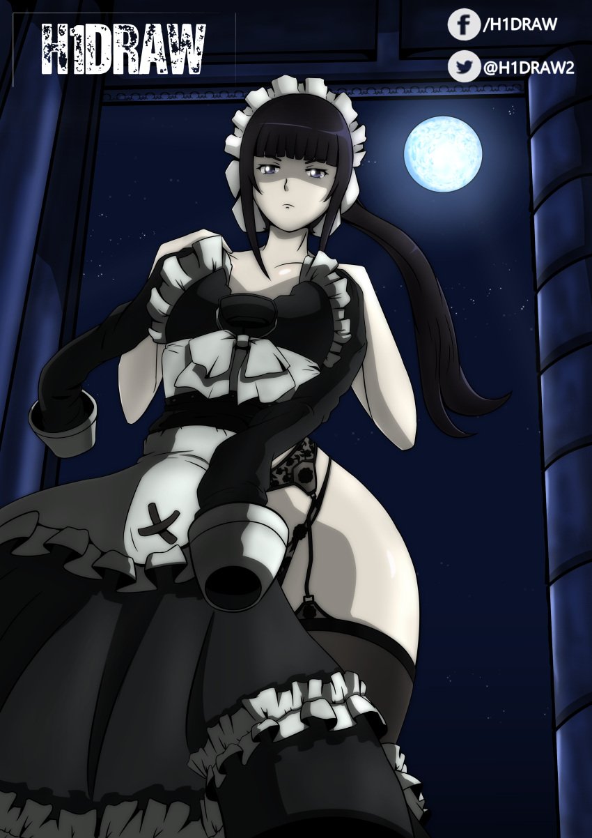 1girls annoyed annoyed_expression ass big_ass big_butt black_hair blue_eyes breasts clothing covering_breasts curvaceous curvy curvy_figure female female_only full_moon garter_straps h1draw huge_ass legwear lingerie long_hair looking_at_viewer maid maid_uniform mostly_nude narberal_gamma overlord_(maruyama) solo solo_female tagme thick_thighs thighhighs voluptuous voluptuous_female