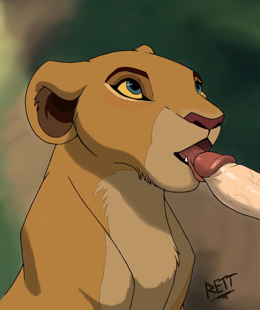 disney duo erect_penis felid fellatio female feral forest genitals hi_res human human_on_feral interspecies jungle licking lion male male/female mammal nala nala_(the_lion_king) oral pantherine penile penis penis_lick plant retbriar sex the_lion_king tongue tree zoophilia