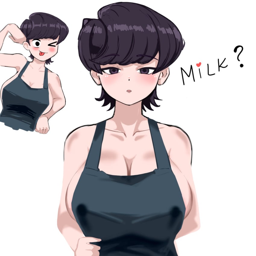 black_hair breasts female female_pervert komi-san_wa_komyushou_desu komi_shuuko large_breasts milk nude pervert sex_invitation sexually_suggestive short_hair solo