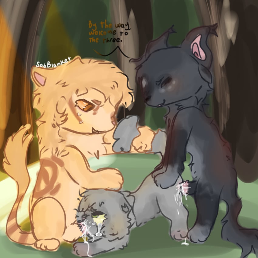 cum dovewing_(warriors) felid feline feline_genitalia felis feral feral_on_feral feral_penetrated feral_penetrating jayfeather_(warriors) lionblaze_(warriors) rape threesome warrior_cats warriors_(cats)