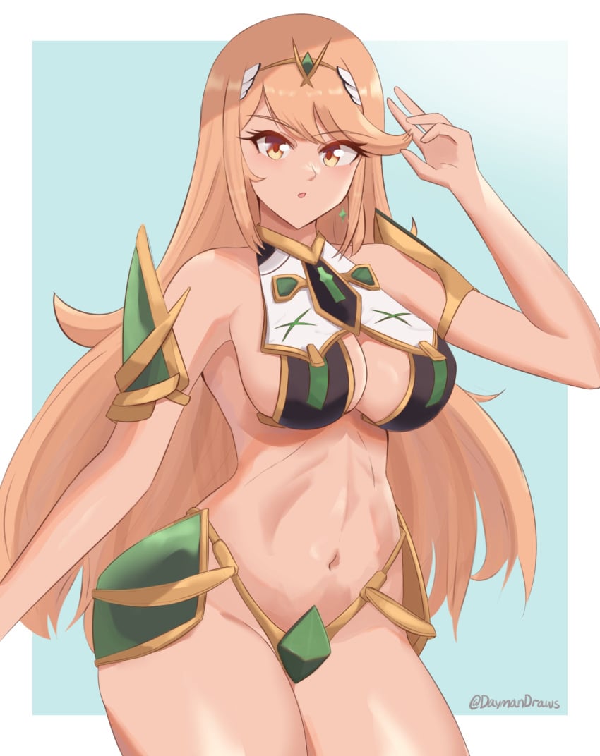 blonde_hair breasts daymandraws female female_only mythra nintendo solo tagme xenoblade_(series) xenoblade_chronicles_2