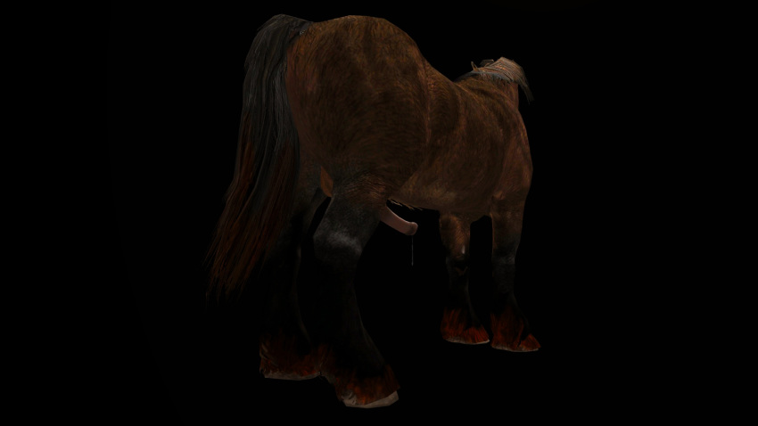 black_background dark dark_brotherhood dripping equine from_behind_position game_screenshot horse male mammal penis phyrr shadowmere simple_background skyrim solo the_elder_scrolls video_games