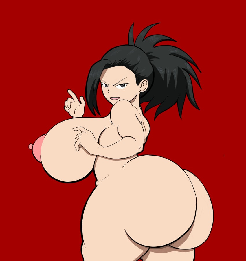 1girls big_ass big_breasts black_eyes black_hair completely_nude completely_nude_female female female_only looking_at_viewer looking_back momo_yaoyorozu my_hero_academia naked naked_female nude nude_female shiin_(edit) solo solo_female