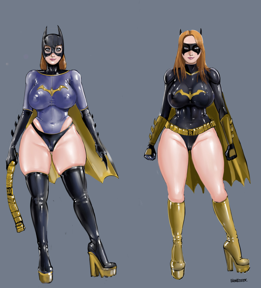 1girls batgirl big_ass big_breasts blonde_hair dc dc_comics female high_heels iron_doomer latex latex_suit skintight skintight_bodysuit thick_ass thick_thighs thong