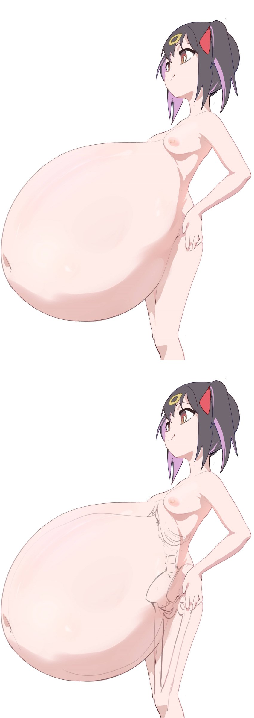 1girls artist_request hyper hyper_belly hyper_pregnancy onii-chan_wa_oshimai! oyama_mihari pregnant small_breasts solo x-ray