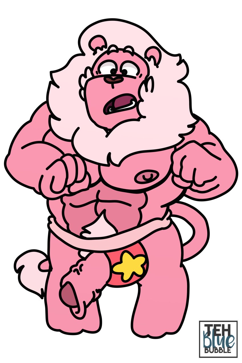 4_fingers abs alpha_channel anthro anthrofied areola biceps big_muscles big_pecs big_penis biped black_eyes cartoon_network clothing erection feline flat_colors front_view full-length_portrait heart_nose hi_res lion lion_(steven_universe) looking_at_viewer loose_foreskin male male_only mammal mane muscular muscular_male nipples open_mouth partially_retracted_foreskin pecs penis pink_mane pink_nipples pink_nose pink_penis pink_skin pink_tail portrait pubes raised_eyebrows simple_background solo standing steven_universe surprise tail_tuft tehbluebubble thong toony transparent_background tuft uncut underwear underwear_aside vein veiny_penis watermark wide_eyed