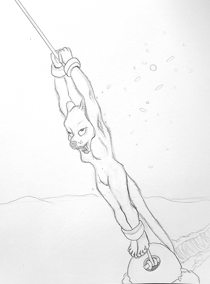 asphyxiation barefoot drowning dtcg furry tagme tied_to_pole underwater