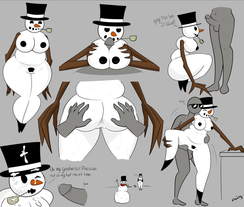 animate_inanimate anon anus arctos ass big_ass big_hips breasts faceless_male facial outercourse paizuri pipe presenting sex snow snowman snowwoman spread squatting stumpy tabaluga text tumblr_anonymous