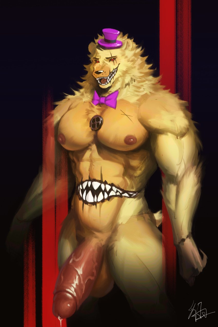 absurd_res bear five_nights_at_freddy&#039;s five_nights_at_freddy&#039;s_4 genitals hi_res male male/male mammal moaoxnx muscular nightmare_fredbear_(fnaf) penis scottgames solo