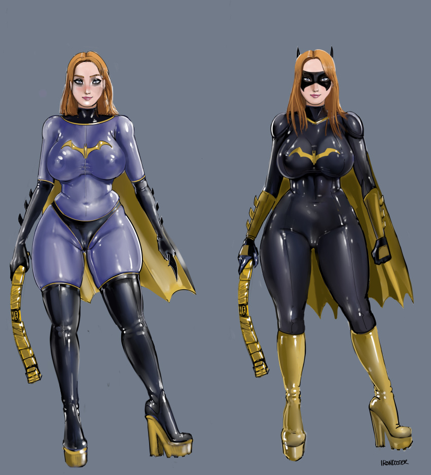 1girls batgirl big_ass big_breasts blonde_hair dc dc_comics female high_heels iron_doomer latex latex_suit skintight skintight_bodysuit thick_ass thick_thighs thong