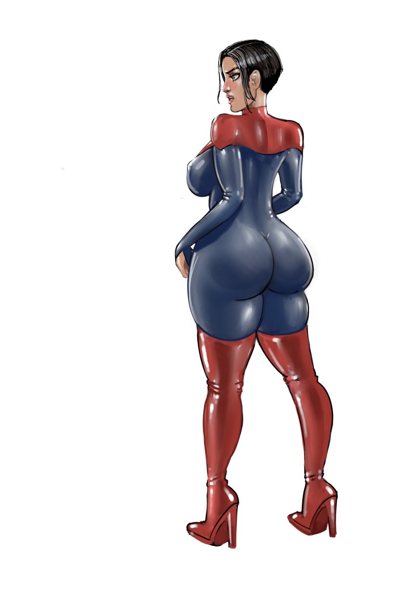 1girls big_ass big_breasts black_hair bodysuit dc dc_comics female fit fit_female iron_doomer latex latex_bodysuit latex_suit sasha_calle short_hair skintight skintight_bodysuit supergirl supergirl_(sasha_calle) the_flash_(2023) thick_ass thick_thighs tomboy