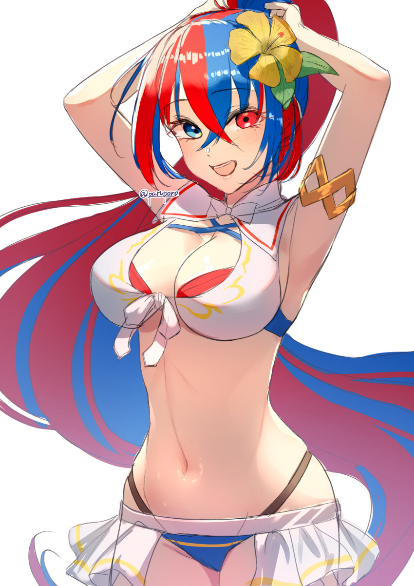 alear_(female)_(fire_emblem) alear_(female)_(seaside_dragon)_(fire_emblem) alear_(fire_emblem) alternate_costume alternate_hairstyle blue_bikini blue_swimsuit breasts female female_only fire_emblem fire_emblem_engage fire_emblem_heroes nintendo official_alternate_costume official_alternate_hairstyle open_mouth parupome red_bikini red_swimsuit solo swimsuit white_bikini white_swimsuit