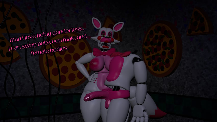 animatronic attachment big_breasts big_penis genderfluid hand_on_hip happy mangle_(fnaf) pctoaster penis sfm showing_off source_filmmaker wide_hips