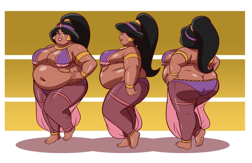 aladdin ass ass axel-rosered bbw belly_dancer belly_dancer_outfit disney disney_princess obese obese_female princess_jasmine