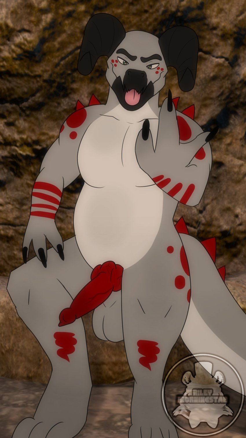 bara cock commission deathclaw dick dilf fallout gay himbo lizard male penis reptile riley_morningstar scalie seductive sitting solo stud