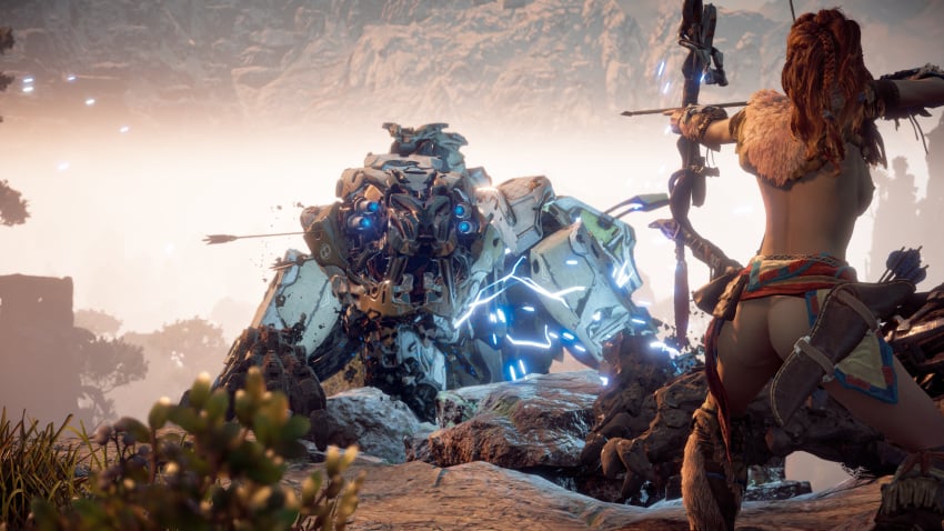 1girls 3d aloy ass back_view bow_(weapon) faith103 female game_screenshot horizon_zero_dawn mod weapon