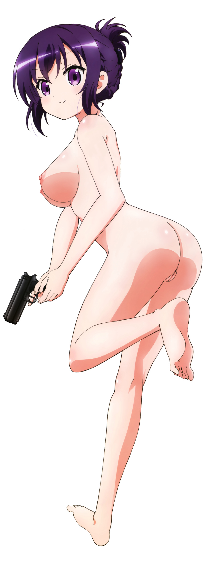 absurd_res ass feet female female_only gochuumon_wa_usagi_desu_ka? gun nipples nude photoshop sasaki_takahiro solo tedeza_rize transparent_png uncensored weapon