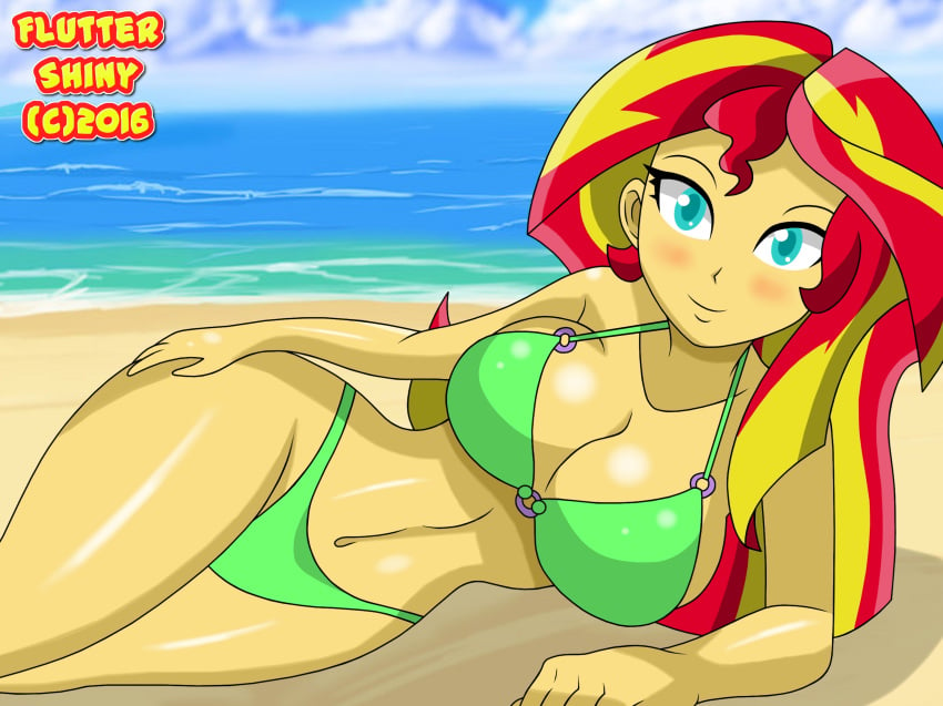 bikini equestria_girls female_only fluttershiny friendship_is_magic my_little_pony solo sunset_shimmer swagalicious-tony