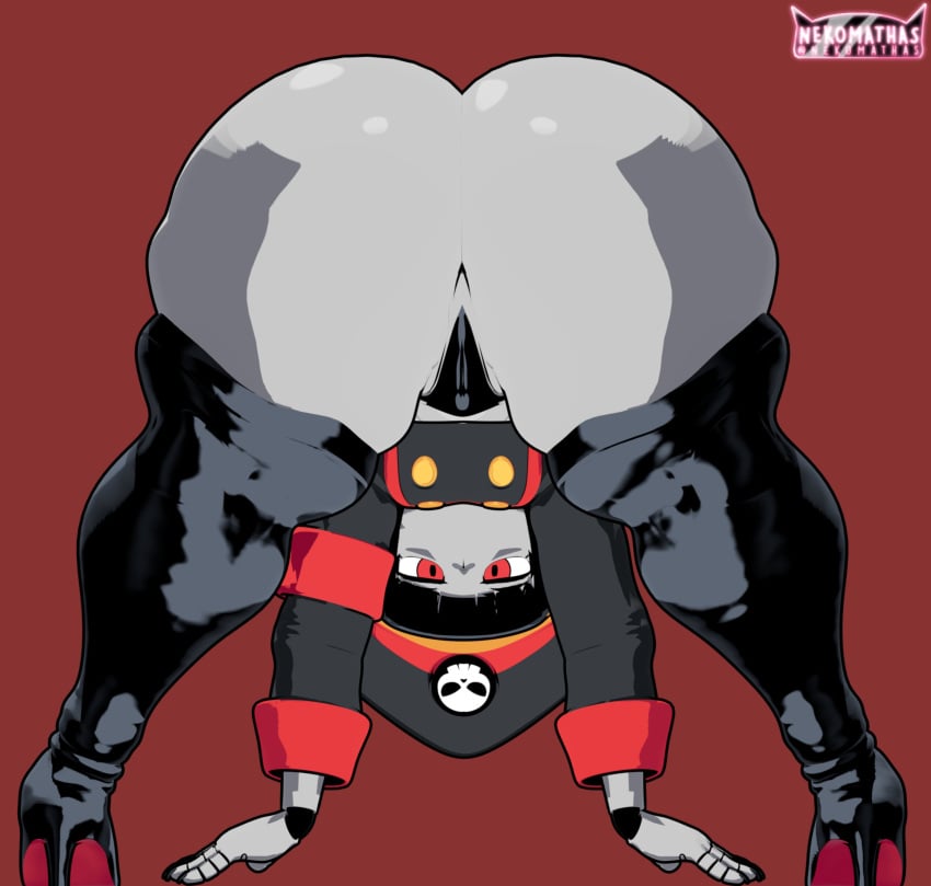 3d bent_over huge_ass lewdssonk nekomathas robot_commander_(bingbingzi) shortstack thick_thighs