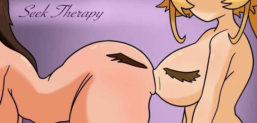 2girls 2women annoyed annoyed_expression belly belly_button big_ass big_breasts big_eyes blonde blonde-haired_female blonde_female blonde_hair blonde_hair_female blue_eyes brunette brunette_female brunette_hair eyes_on_ass eyes_on_body eyes_on_chest face_on_ass face_on_breast face_on_butt face_on_chest frown god_has_left_us has_science_gone_too_far kissing message mouth mouth_closed mouth_on_ass mouth_on_belly no_bra no_clothes no_clothing no_panties no_underwear nose nose_on_butt nose_on_chest side_view sweat sweatdrop swisschocoart tanya_degurechaff two_girls two_women unusual_anatomy unusual_eye_placement unusual_eyes unusual_mouth_placement unusual_navel unusual_nipples viktoriya_ivanovna_serebryakov what what_has_science_done why words words_in_background wtf wtf_is_this youjo_senki
