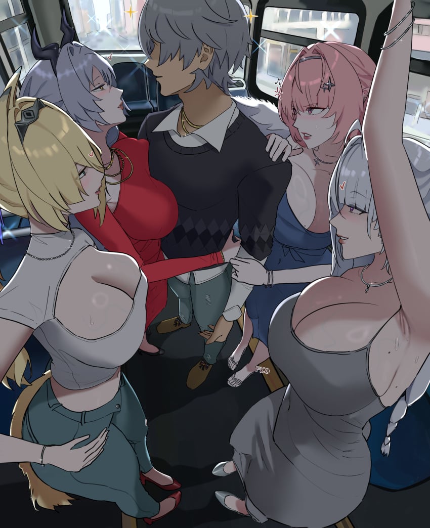 1boy 4girls alternate_costume angry angry_expression angry_face armpits asking_for_it beauty_mark before_sex big_breasts color dominant_female drawing dress fat_ass femdom ficoemirrio from_behind grabbing holding horns horny_female horse_ears horse_girl horse_tail imminent_sex jealous jealous_female long_hair mihoyo official_alternate_costume ponytail pressed_against remielle_dan short_hair sigrid_(zenless_zone_zero) sunbringer_(zenless_zone_zero) sweat tail thick_thighs thiren velina_airgid visible_breath wise_(oath_of_skies)_(zenless_zone_zero) wise_(zenless_zone_zero) zenless_zone_zero