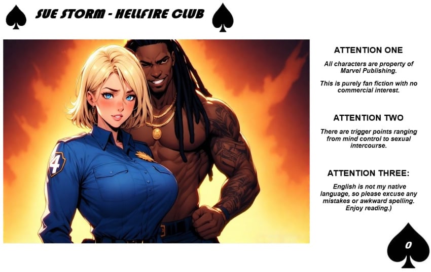 ai ai_generated black_hair blonde_hair blue_eyes cheating cheating_mother cheating_wife corruption dark-skinned_male dark_skin emma_frost fantastic_four interracial invisible_woman marvel marvel_comics mind_control namor namor_mckenzie_(sub-mariner) seduction stockholm_syndrome sue_richards sue_storm white_queen