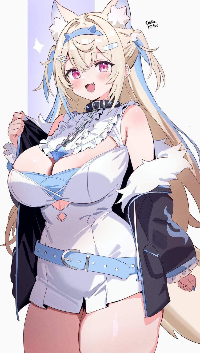 breasts female female_only fuwamoco fuwawa_abyssgard fuwawa_abyssgard_(1st_costume) hololive hololive_english o-rindou5100 tail