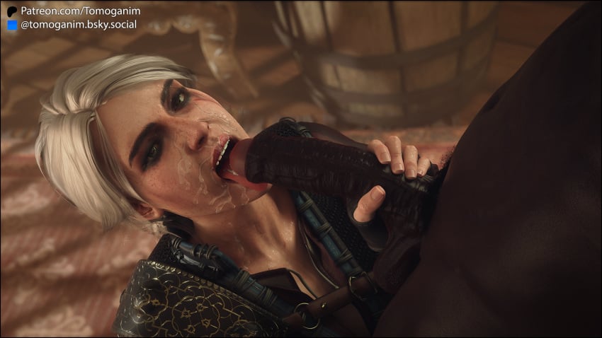 1boy 1girls 3d bbc big_black_cock blowjob blowjob_face ciri dark-skinned_male dark_skin fellatio interracial light-skinned_female light_skin oral oral_sex the_witcher_(series) the_witcher_3:_wild_hunt tomoganim