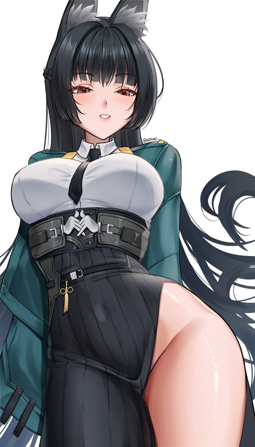 1girls black_hair fox_ears hoshimi_miyabi hoyoverse light-skinned_female looking_at_viewer tagme voluptuous wide_hips wonnikon zenless_zone_zero