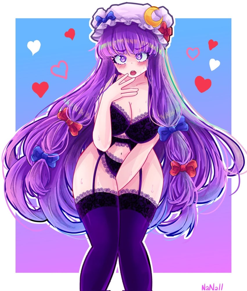 heart lingerie nanaii_desu patchouli_knowledge purple_hair touhou