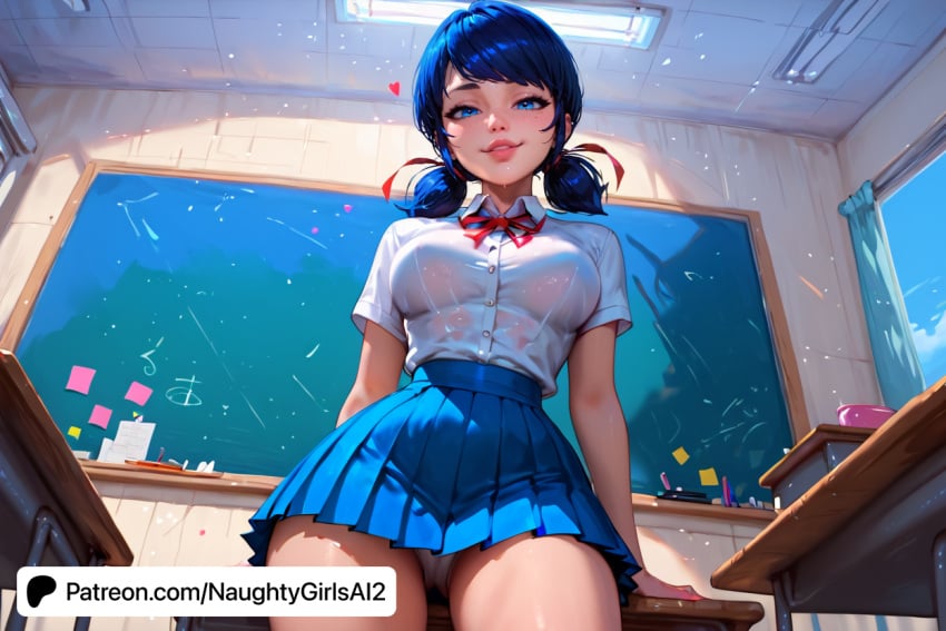 ai_generated blue_eyes blue_hair ladybug_(character) marinette_cheng marinette_dupain-cheng medium_breasts miraculous:_tales_of_ladybug_and_cat_noir miraculous_ladybug naughtygirlsai skinny twintails