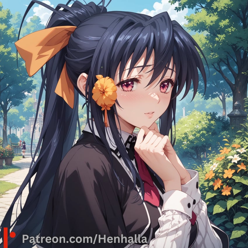 1girls ai_generated akeno akeno_himejima big_breasts breasts dress henhalla high_school_dxd himejima himejima_akeno solo solo_female young younger_female